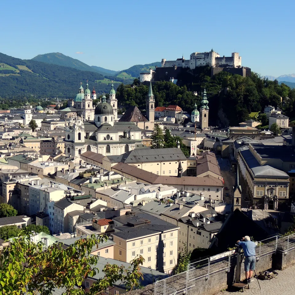 Salzburg's old town beneath Hohensalzburg Fortress